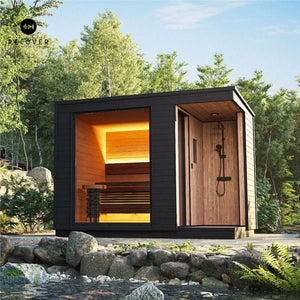 Ultimate Outdoor Sauna with integrated Shower