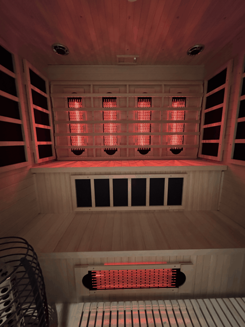 Indoor Hybrid Sauna – Full Spectrum Infrared & 6kW Traditional Stove