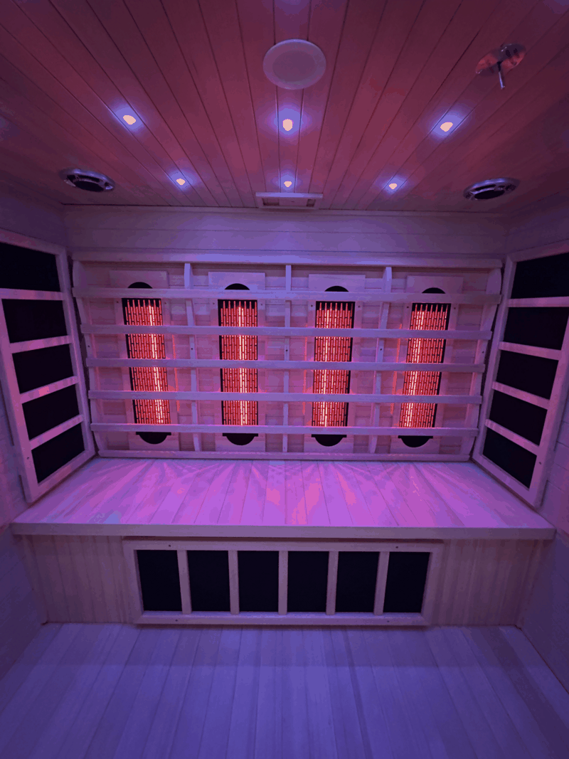Indoor Hybrid Sauna – Full Spectrum Infrared & 6kW Traditional Stove