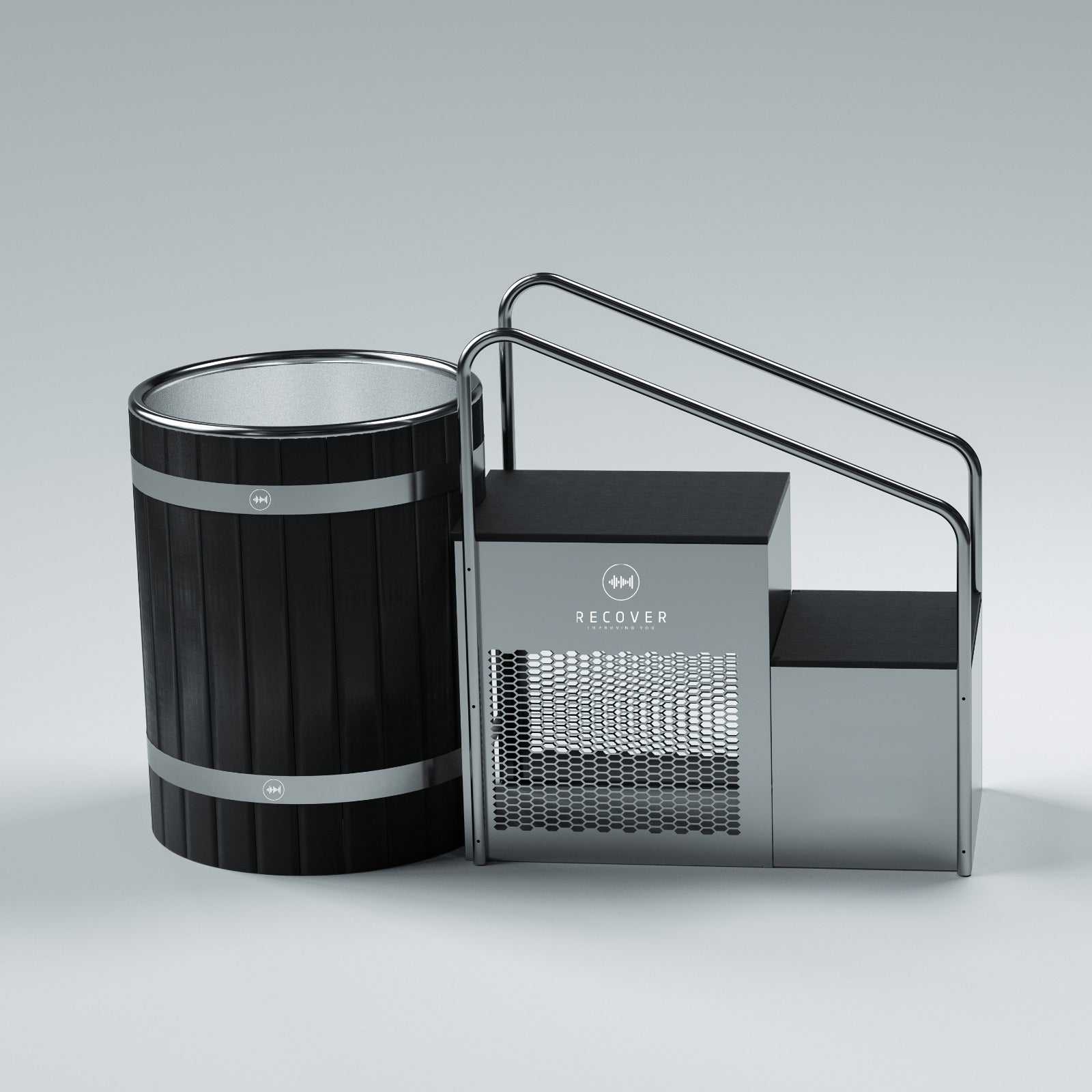 Recover R2 Barrel Series – Red Cedar Ice Bath with Integrated Chiller Steps