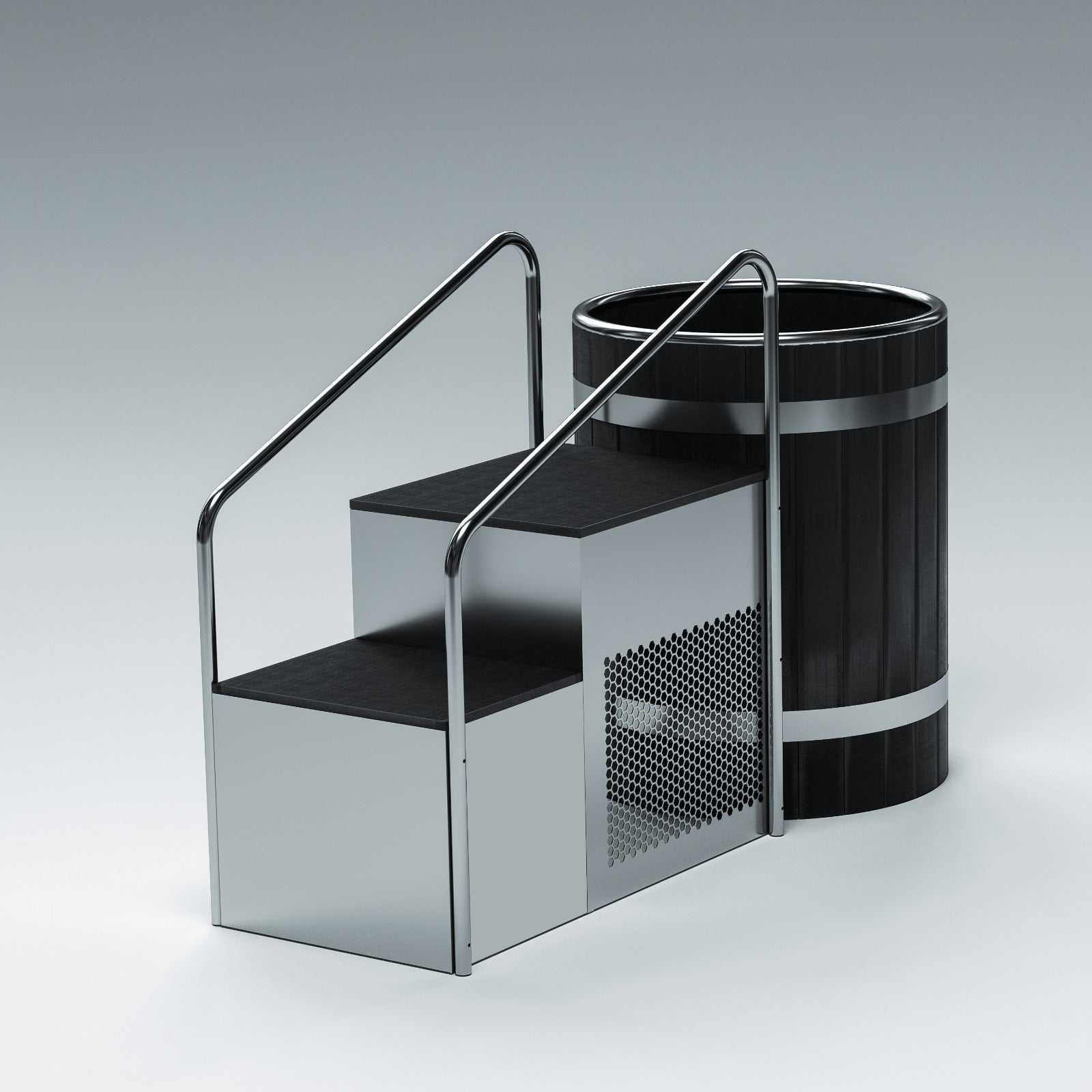 Recover R2 Barrel Series – Red Cedar Ice Bath with Integrated Chiller Steps