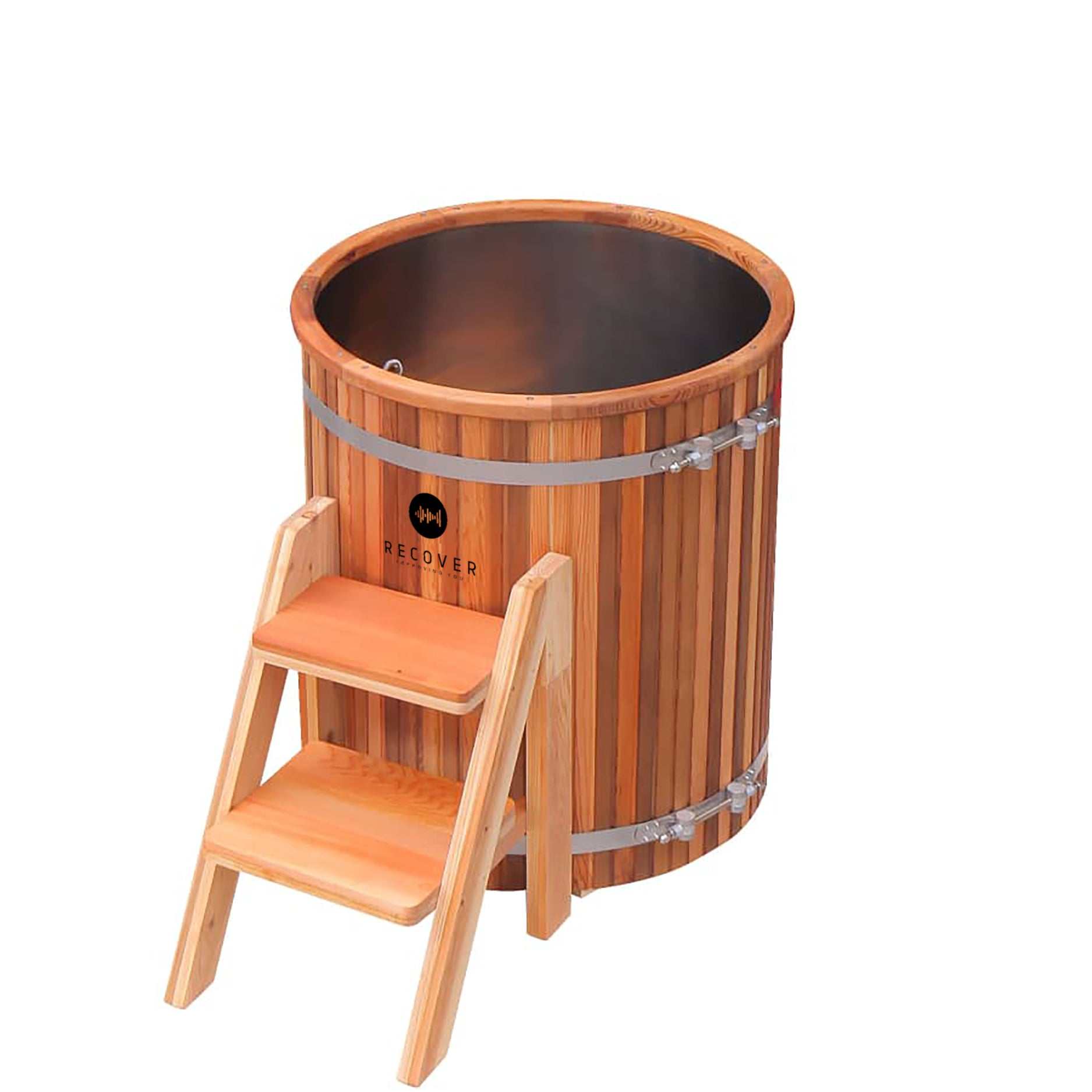 red cedar wood barrel ice bath