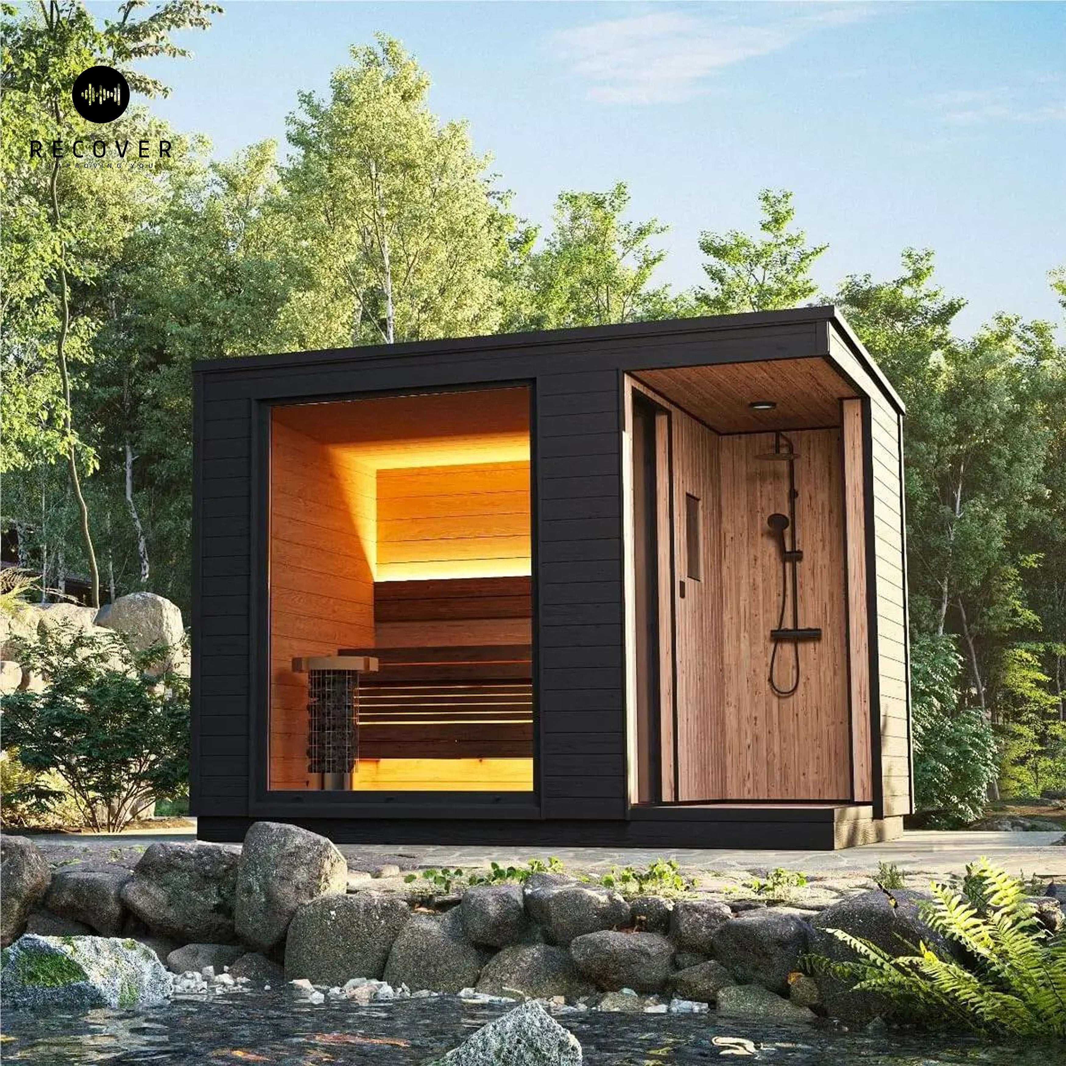 Ultimate Outdoor Sauna with integrated Shower