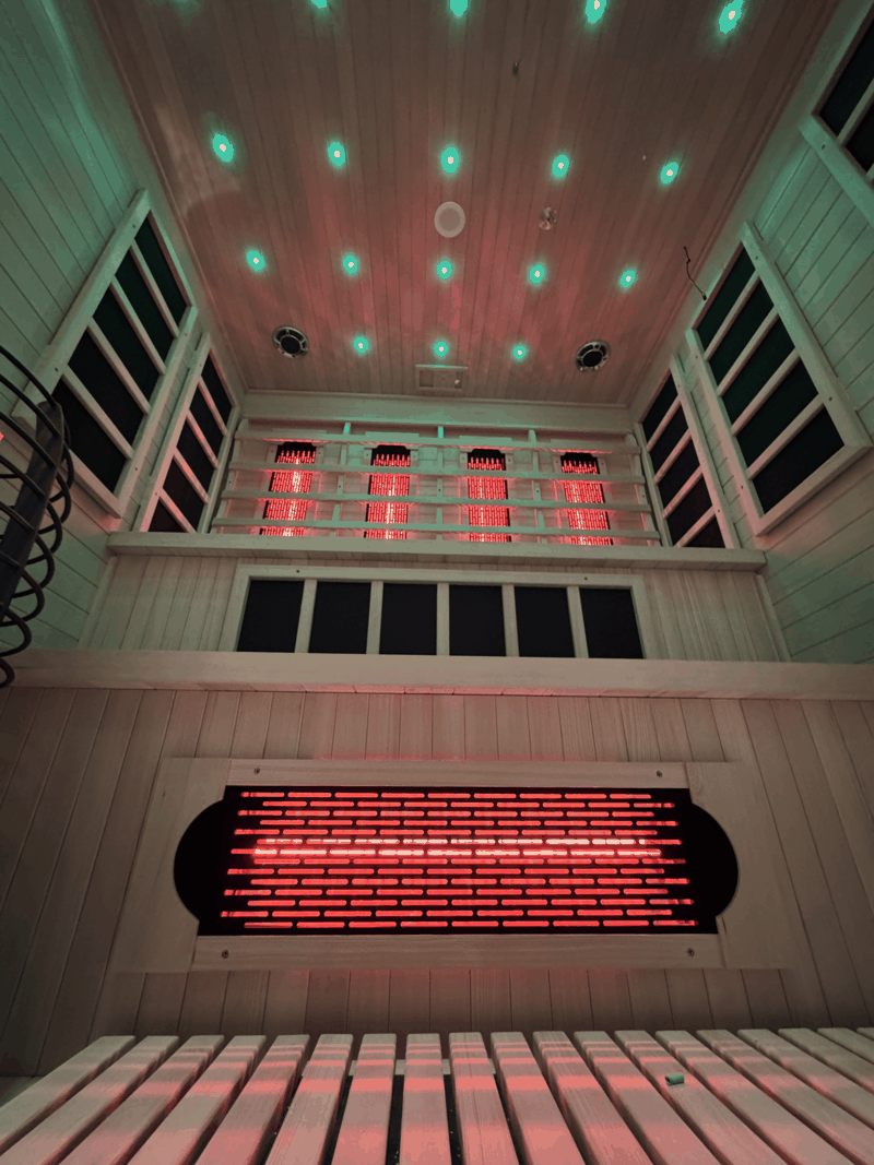 Indoor Hybrid Sauna – Full Spectrum Infrared & 6kW Traditional Stove