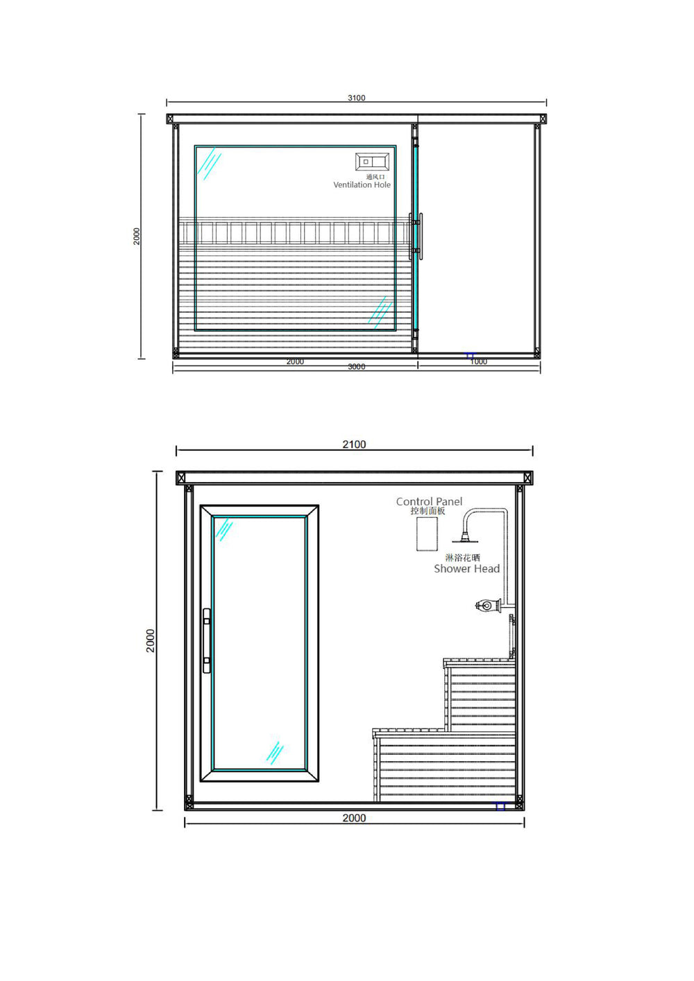 Sauna + Shower Area Layout