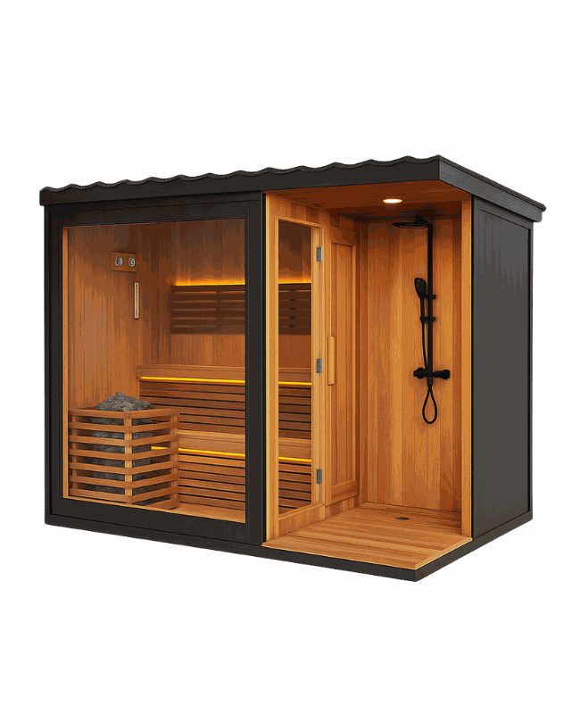 Ultimate Outdoor Sauna With Integrated Shower